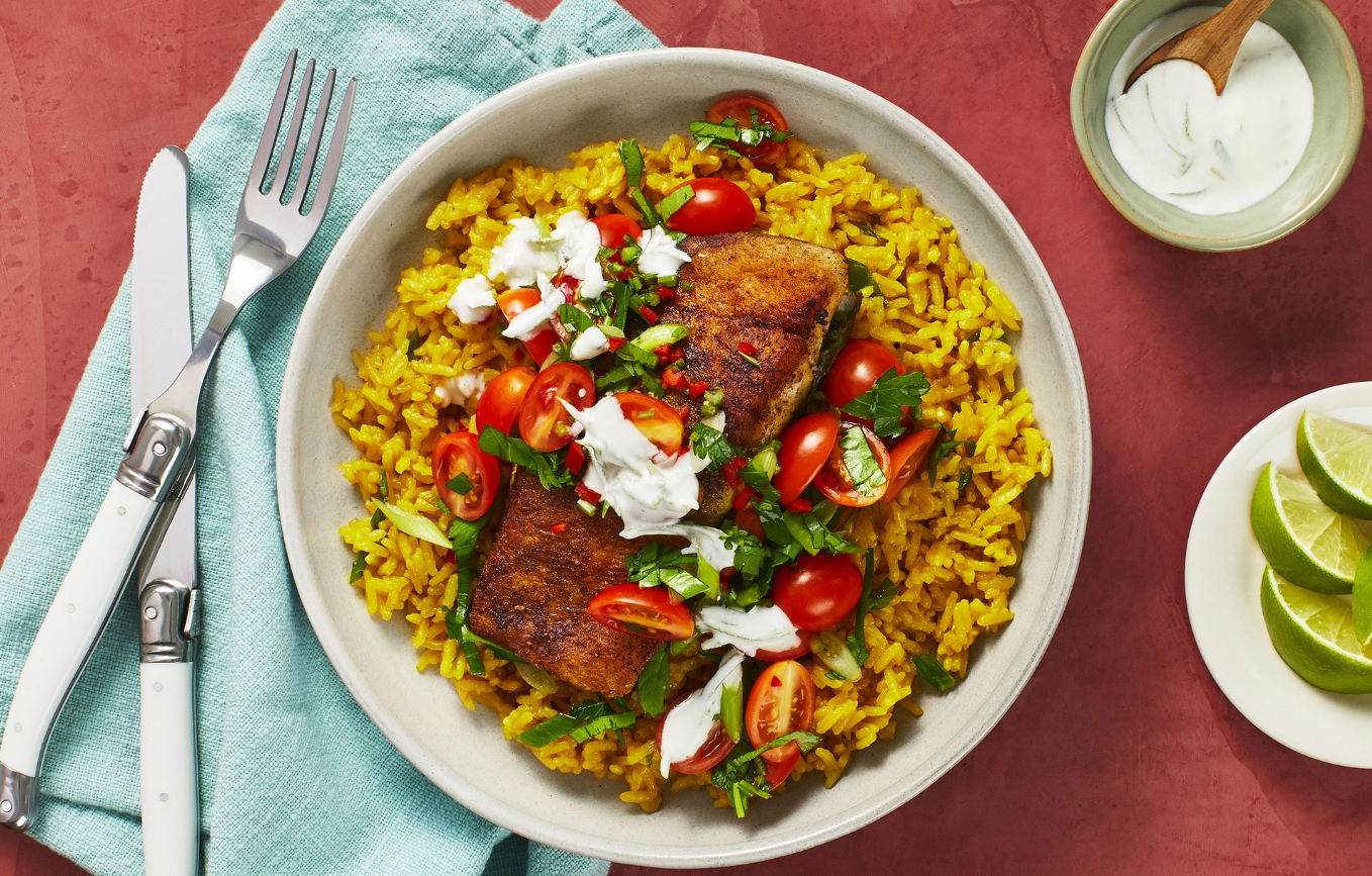 Baja Fish with Yellow Rice and Fresh Salsa